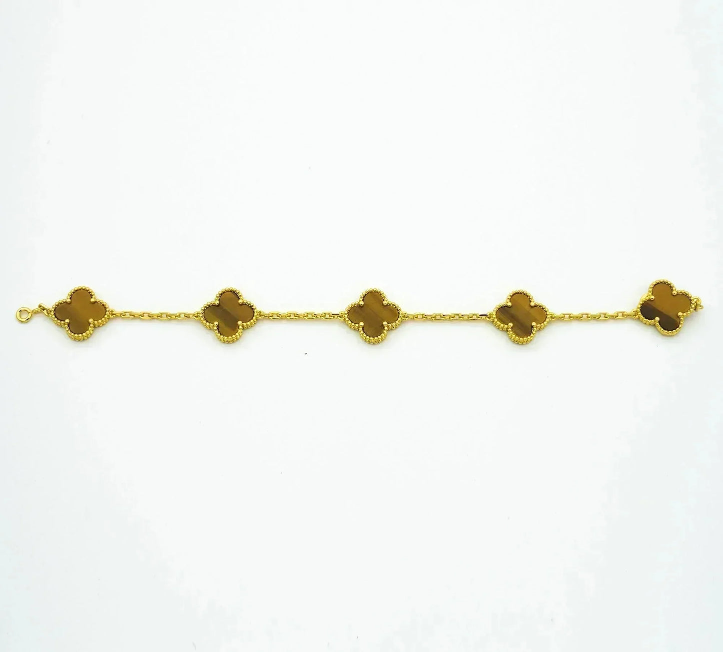 Pomuse CLOVER  5 MOTIFS TIGER EYE BRACELET