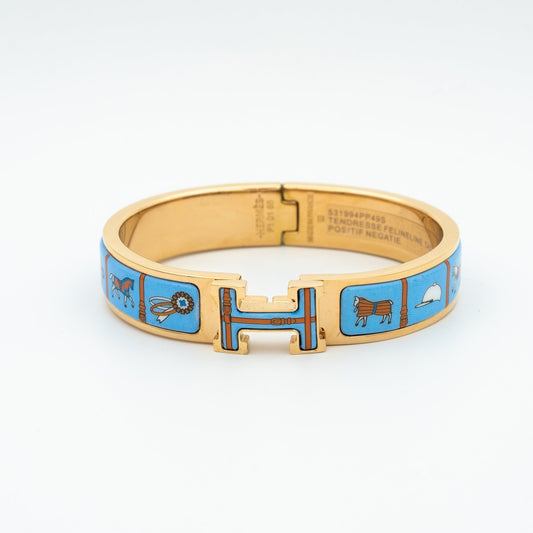 Pomuse H PINK GOLD BRACELET BLUE CERAMIC
