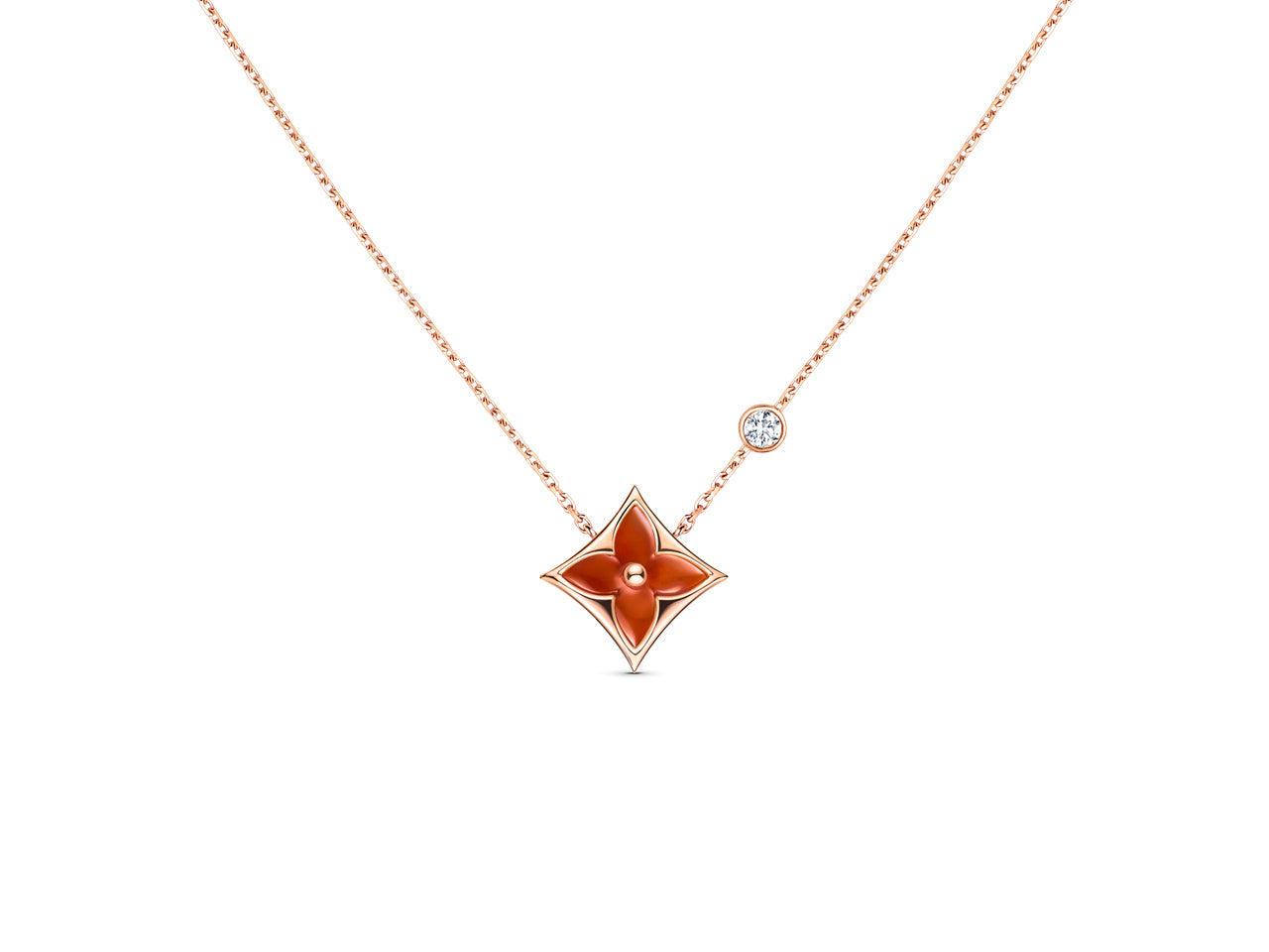 Pomuse STAR NECKLACE PINK GOLD 1 DIAMOND