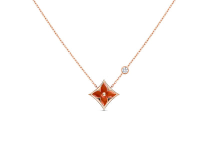 Pomuse STAR NECKLACE PINK GOLD 1 DIAMOND