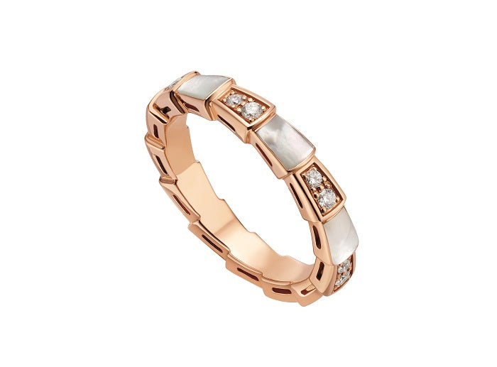 Pomuse SERPENTI RING PINK GOLD DIAMOND MOP 3MM