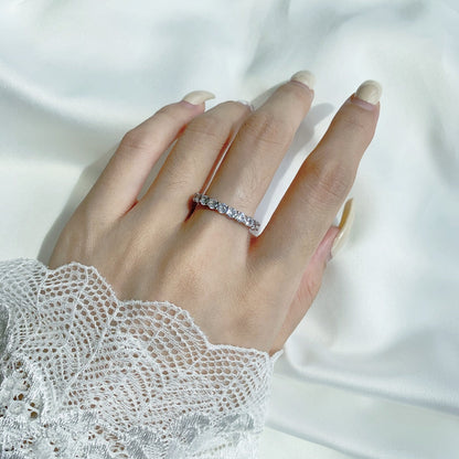 Pomuse Sparkling Round Cut Tennis Ring