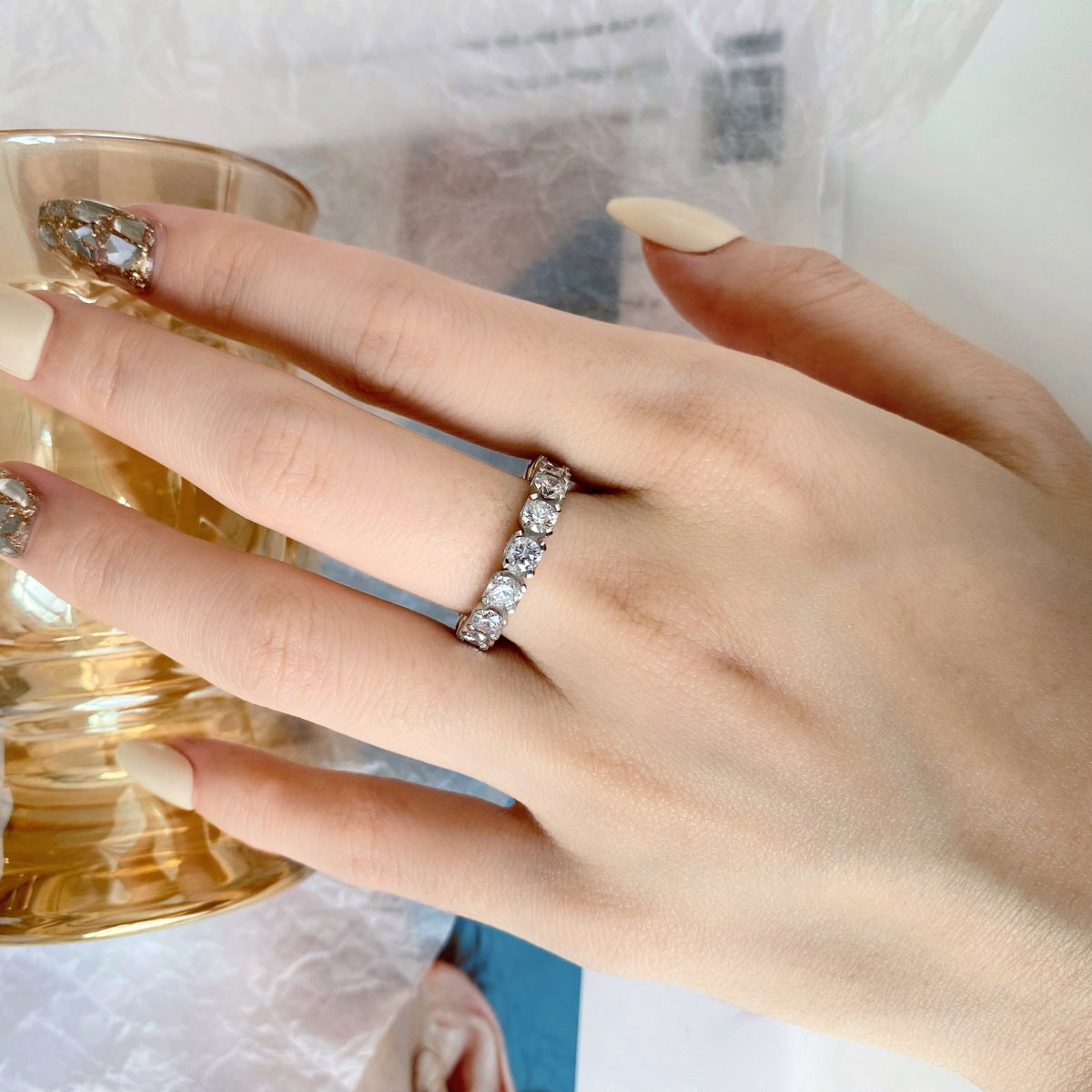 Pomuse Eternity Tennisring mit Rundschliff