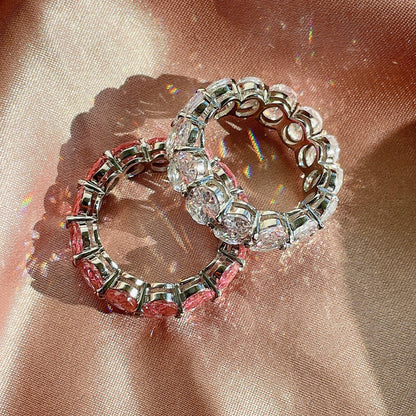Pomuse Dainty Elongated Cushion Cut Tennis Ring