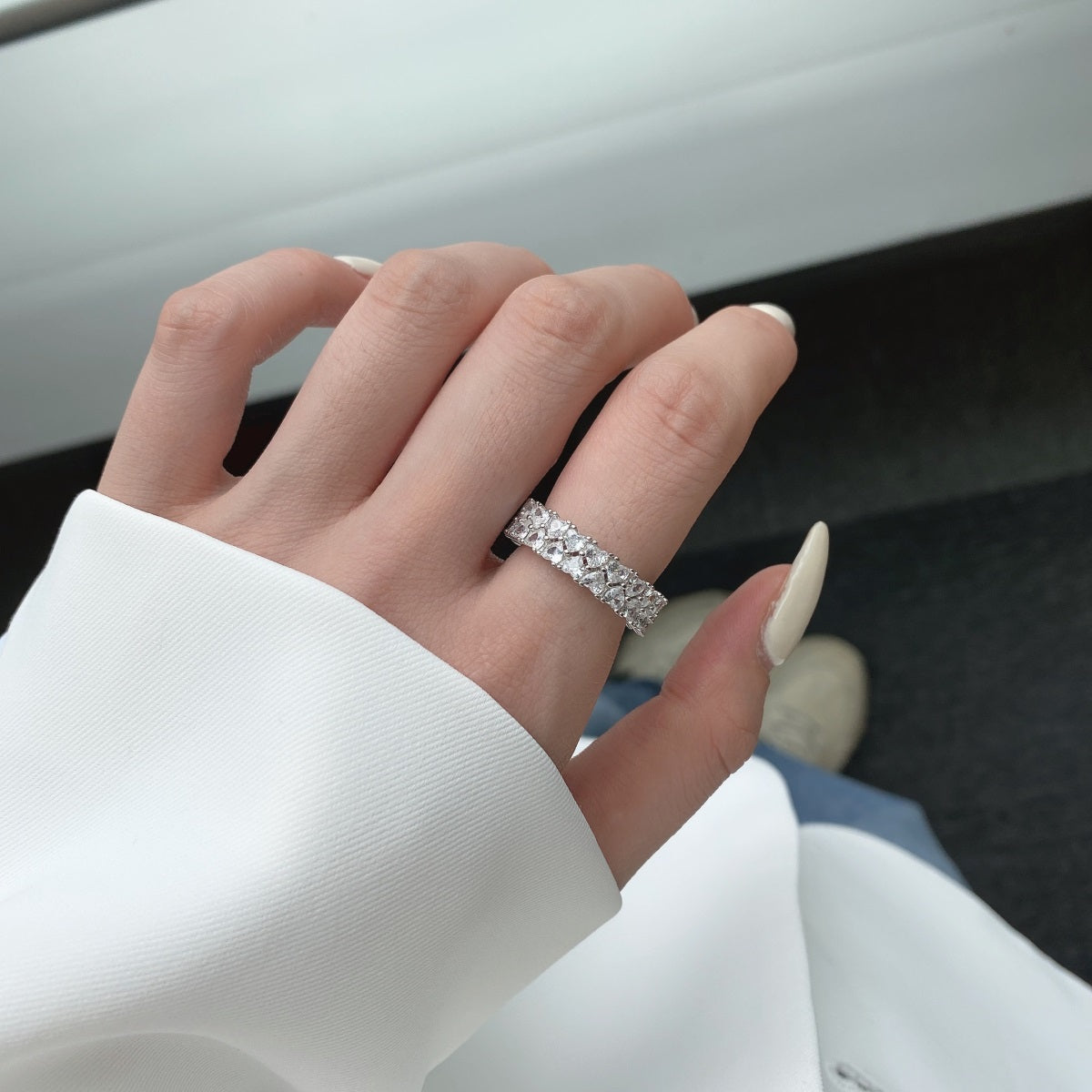 Pomuse Sparkling Full Heart Ring