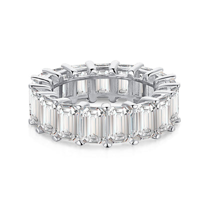 Pomuse 0.75 Carat Elegant Emerald Cut Tennis Ring