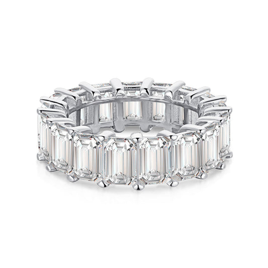 Pomuse 0.75 Carat Elegant Emerald Cut Tennis Ring