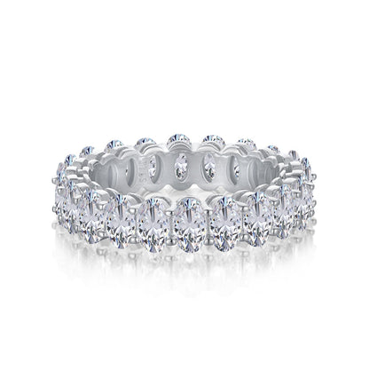 Pomuse Ornate Oval Cut Tennis Ring