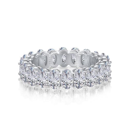 Pomuse Ornate Oval Cut Tennis Ring