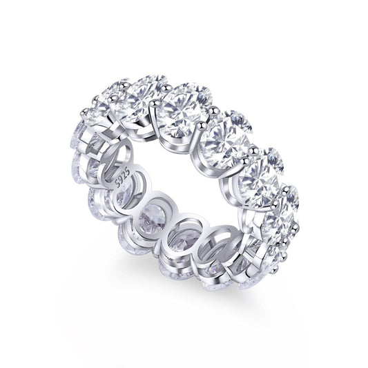 Pomuse Dainty Elongated Cushion Cut Tennis Ring