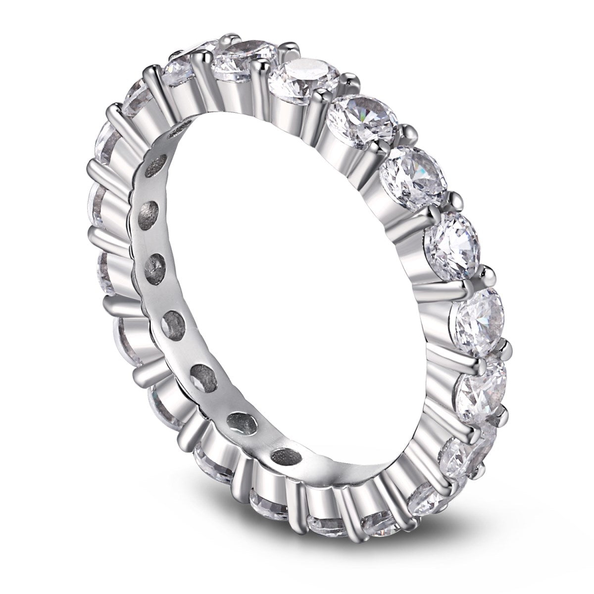 Pomuse Sparkling Round Cut Tennis Ring