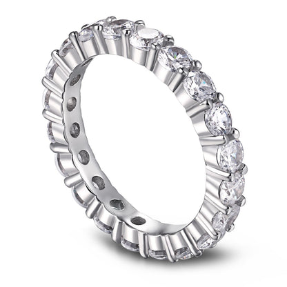 Pomuse Sparkling Round Cut Tennis Ring