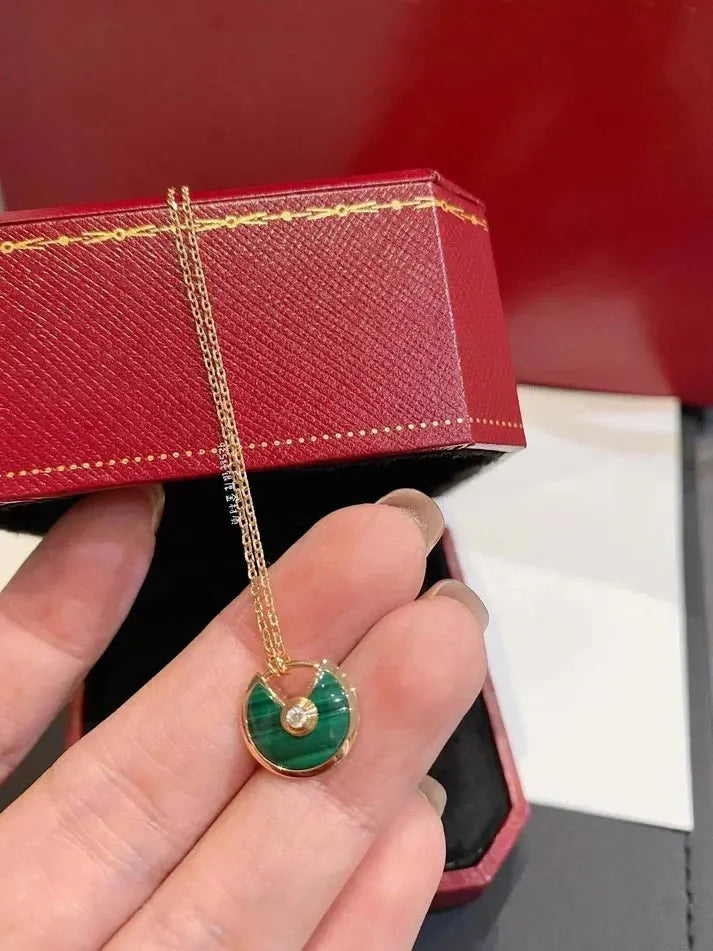 Pomuse AMULETTE ROSE GOLD MALACHITE NECKLACE
