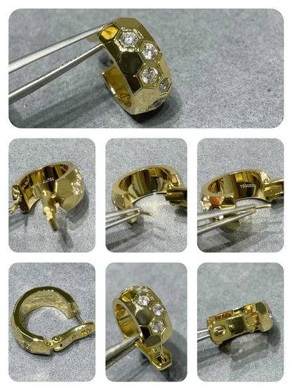 Pomuse BEE LOVE DIAMOND HOOP EARRINGS