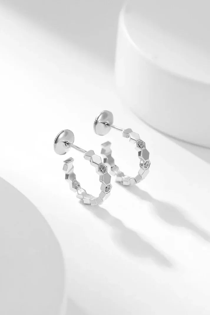 Pomuse BEE LOVE DIAMOND HOOP EARRINGS
