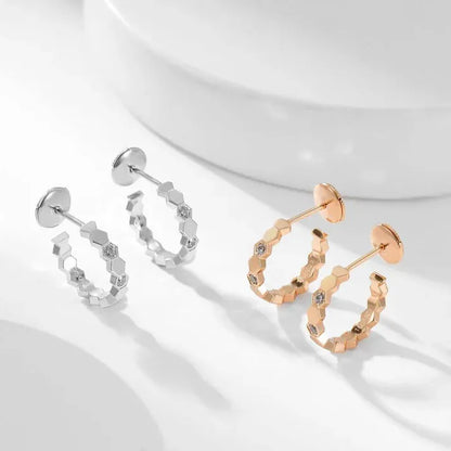 Pomuse BEE LOVE DIAMOND HOOP EARRINGS