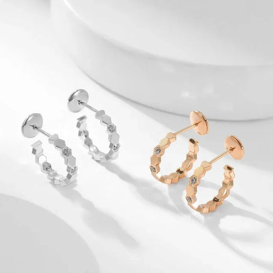 Pomuse BEE LOVE DIAMOND HOOP EARRINGS