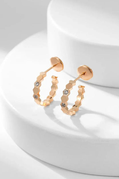 Pomuse BEE LOVE DIAMOND HOOP EARRINGS