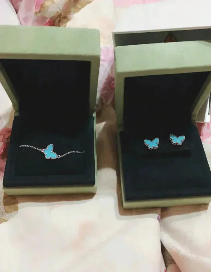 Pomuse BUTTERFLY TURQUOISE EARRINGS SILVER