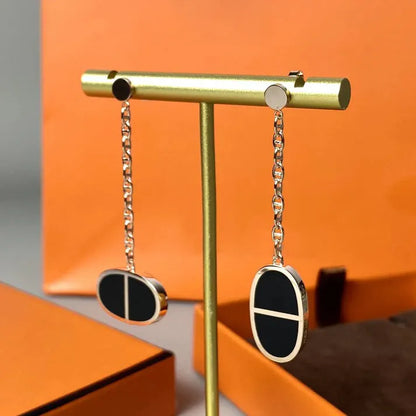 Pomuse CHAINE VERSO BLACK CERAMIC EARRINGS