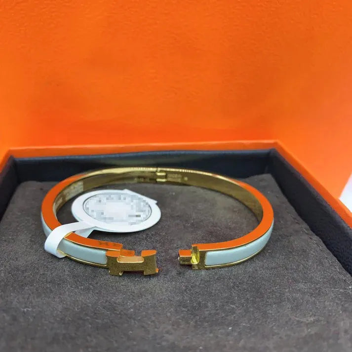 Pomuse CLASSIC H CLIC GREEN 8MM ENAMEL BRACELET