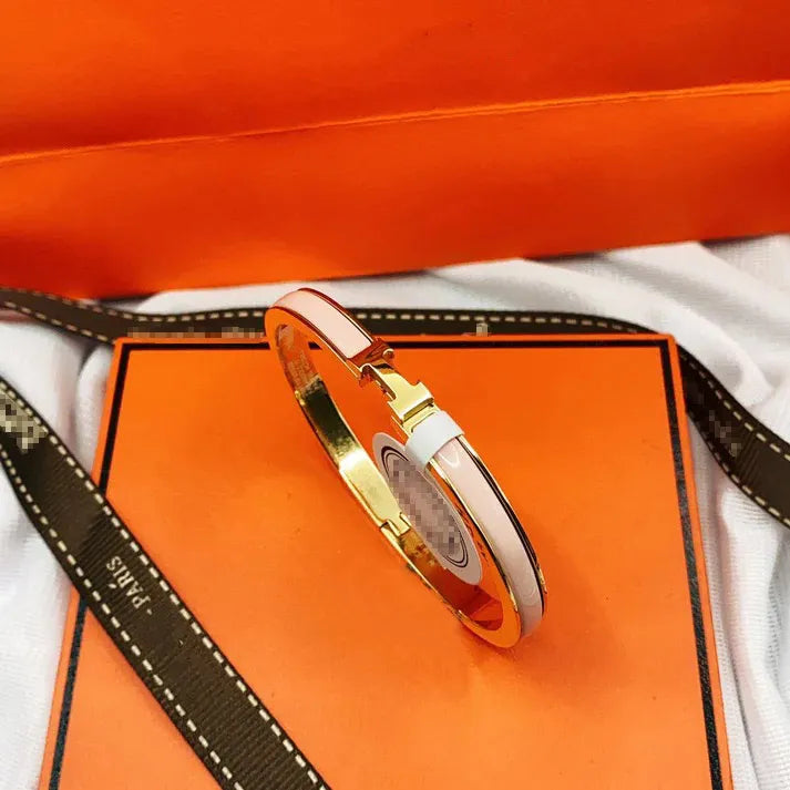 Pomuse CLASSIC H CLIC  PINK 8MM ENAMEL BRACELET
