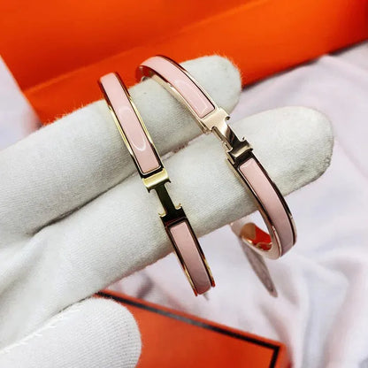 Pomuse CLASSIC H CLIC  PINK 8MM ENAMEL BRACELET