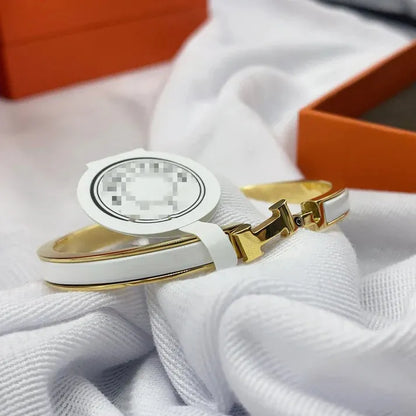 Pomuse CLASSIC H CLIC WHITE 8MM ENAMEL BRACELET