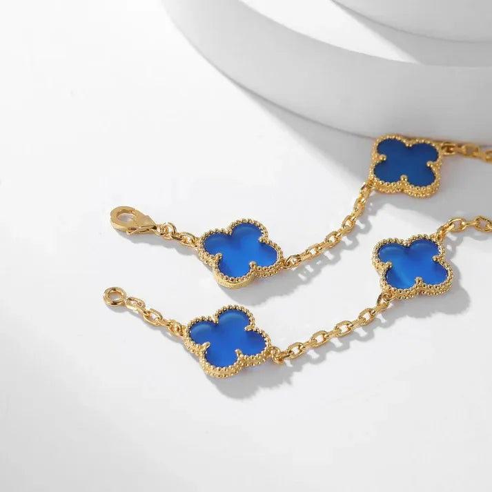 Pomuse CLOVER 10 MOTIFS BLUE AGATE NECKLACE