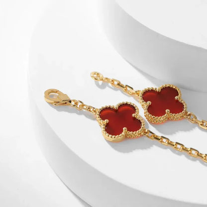Pomuse CLOVER 10 MOTIFS CARNELIAN NECKLACE