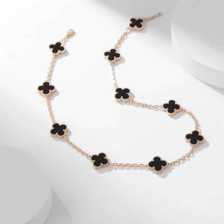 Pomuse CLOVER 10 MOTIFS ONYX NECKLACE