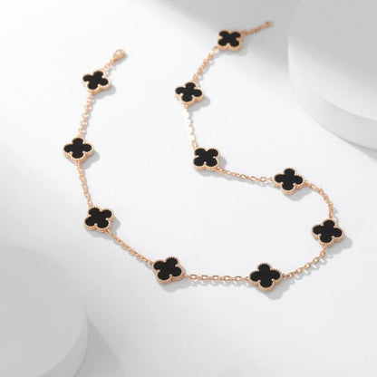 Pomuse CLOVER 10 MOTIFS ONYX NECKLACE