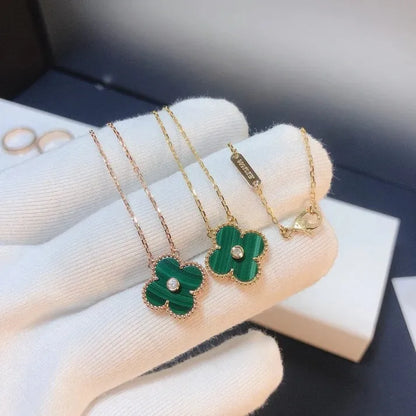 Pomuse CLOVER 15MM DIAMOND TURQUOISE NECKLACE
