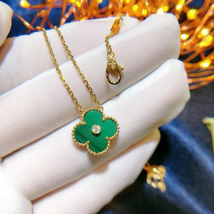 Pomuse CLOVER 15MM DIAMOND TURQUOISE NECKLACE