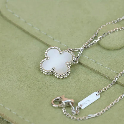 Pomuse CLOVER  15MM WHITE MOTHER-OF-PEARL SILVER