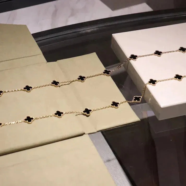 Pomuse CLOVER 20 MOTIFS ONYX NECKLACE