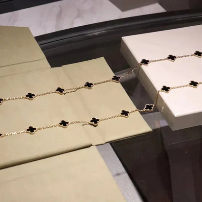 Pomuse CLOVER 20 MOTIFS ONYX NECKLACE