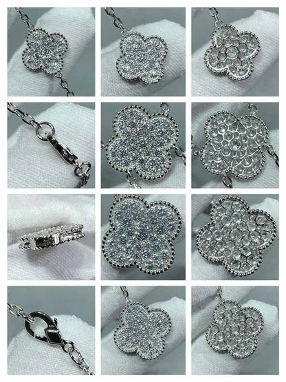 Pomuse CLOVER 6 MOTIF DIAMOND PAVED NECKLACE