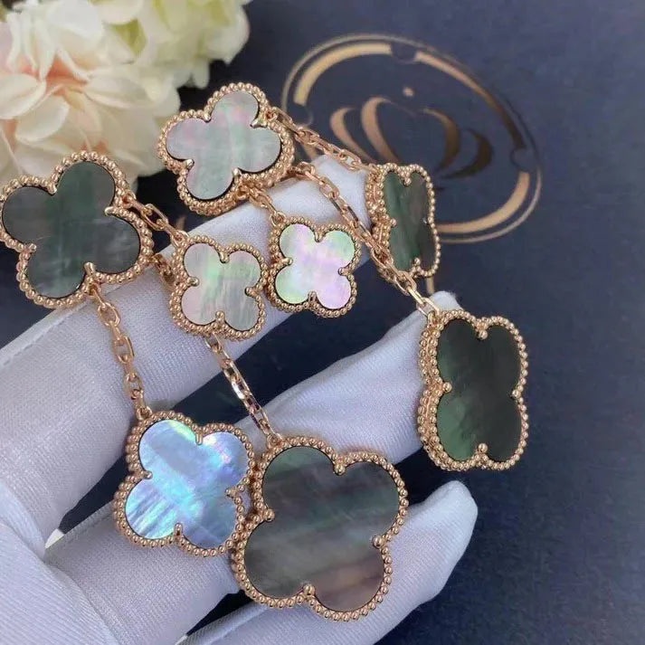 Pomuse CLOVER EARRINGS DARK MOP 4 MOTIFS ROSE GOLD