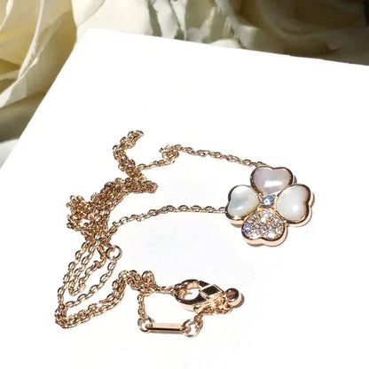 Pomuse CLOVER MOP DIAMOND ROSE GOLD NECKLACE