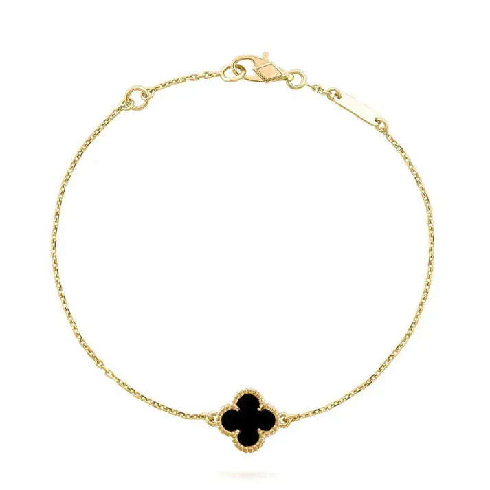 Pomuse CLOVER ONYX SINGLE FLOWER BRACELET