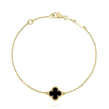 Pomuse CLOVER ONYX SINGLE FLOWER BRACELET