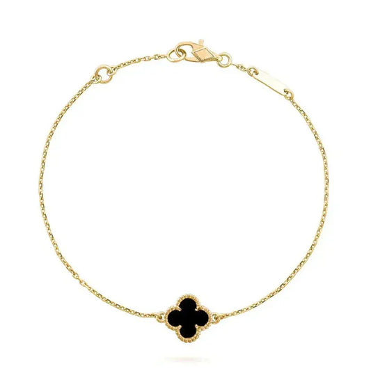 Pomuse CLOVER ONYX SINGLE FLOWER BRACELET