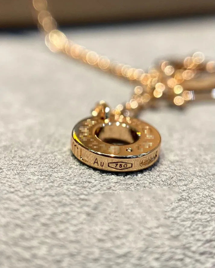 Pomuse DREAM MOP DIAMOND PAVED PINK GOLD NECKLACE