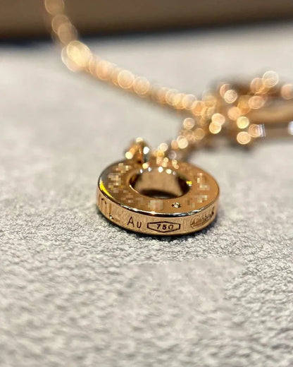Pomuse DREAM MOP DIAMOND PAVED PINK GOLD NECKLACE