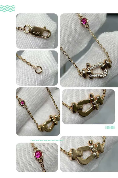 Pomuse FORCE 10 DIAMOND PINK GOLD NECKLACE