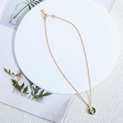 Pomuse GARI NECKLACE PINK GOLD MALACHITE