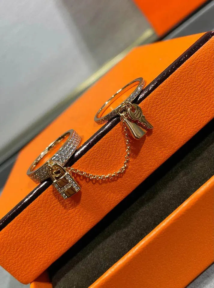 Pomuse H KELLY CLOCHETTE DOUBLE RING IN  WITH DIAMONDS