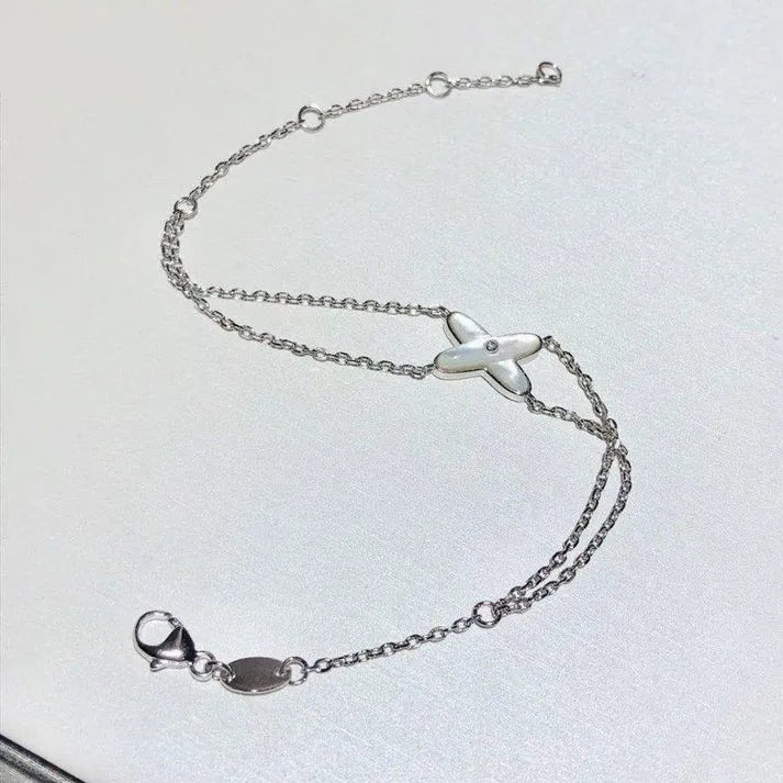 Pomuse JEUX BRACELET WHITE MOP SILVER 1 DIAMOND
