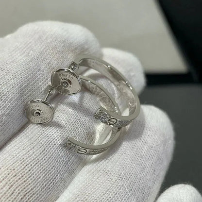 Pomuse LOVE DIAMOND SILVER HOOP EARRINGS